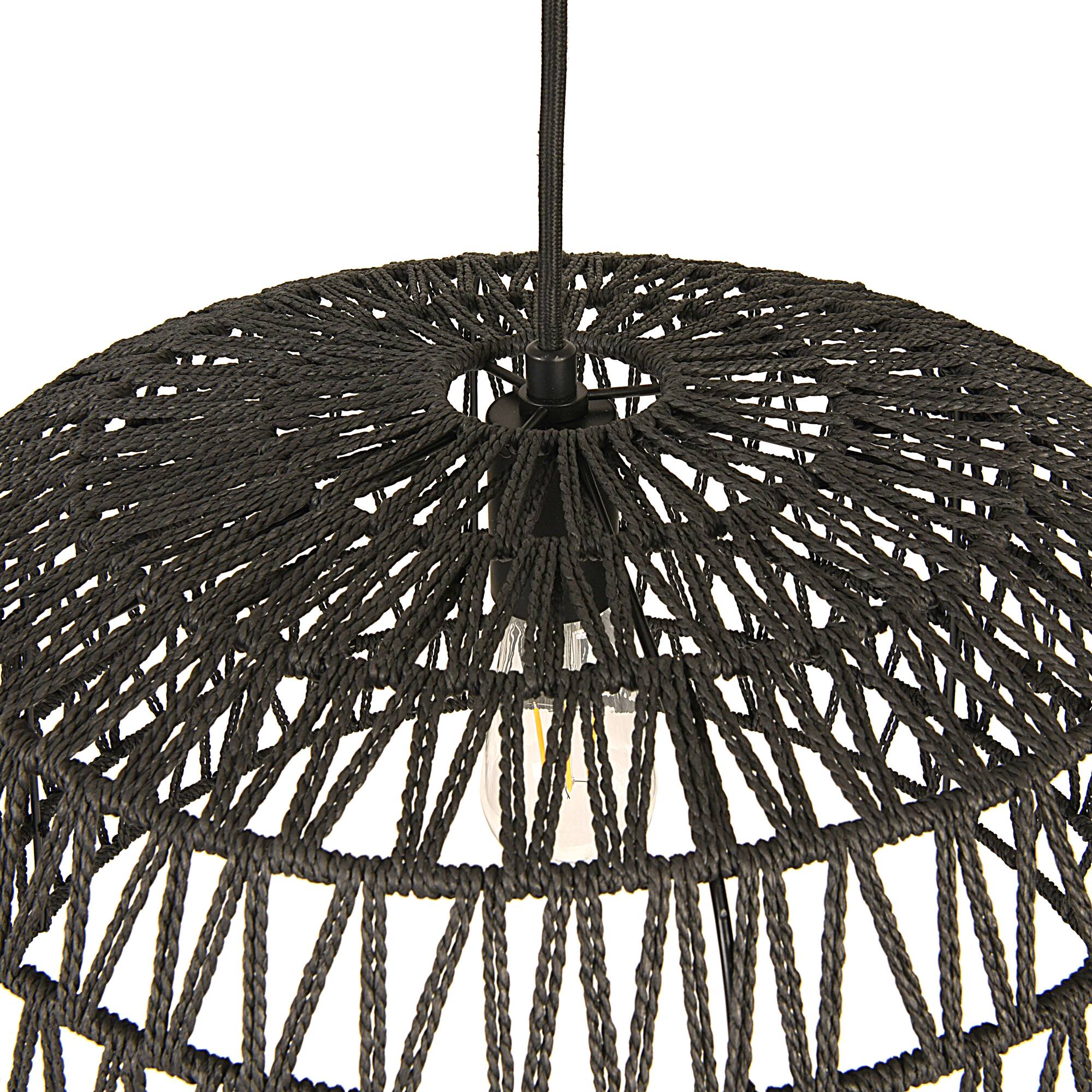 Hello Honey® 19.5" Charcoal Gray Woven Pendant Lamp